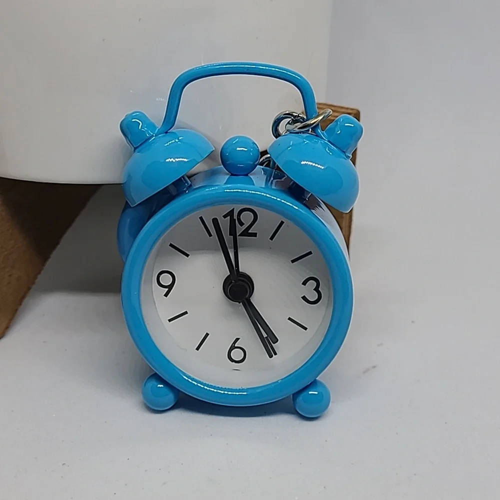 Mini‎ Blue Alarm Clock Keychain Cute Novelty Keyring Bag Charm Decoration
